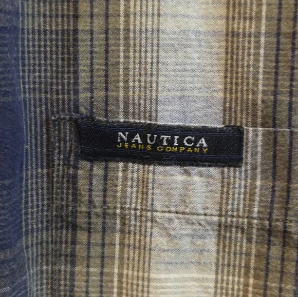 Nautica Jeans Co  Boys Blue Plaid Button Down Long Sleeve Shirt Size S - Picture 2 of 10
